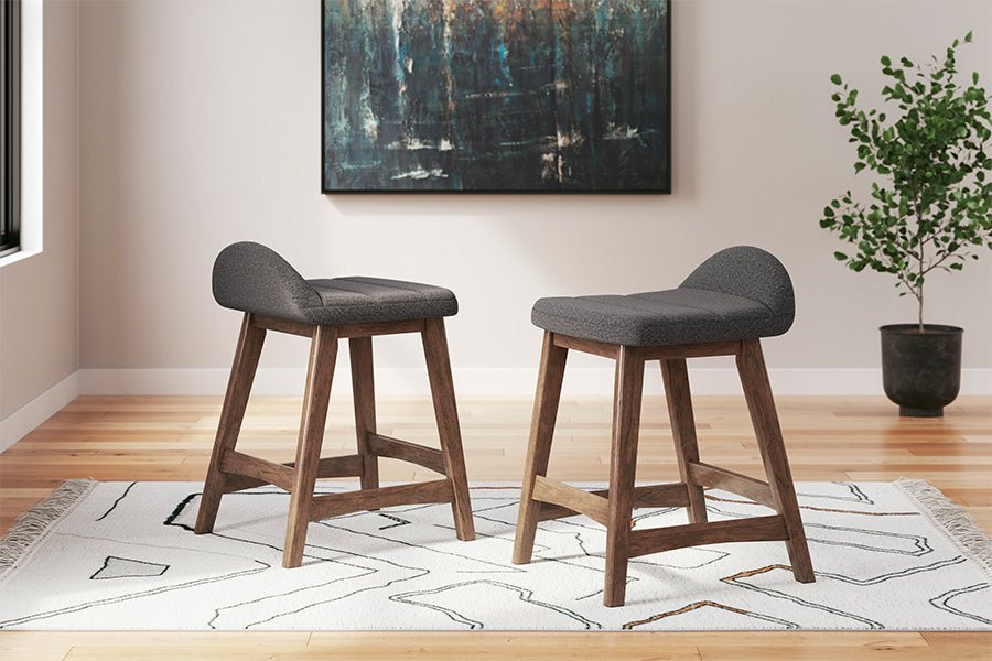 Lynn Charcoal Upholstered Counter Stools (Set of 2)