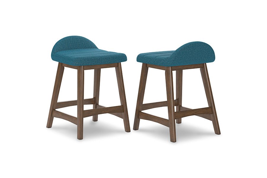 Lynn Blue Upholstered Counter Stools (Set of 2)