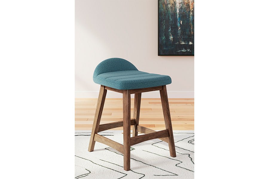 Lynn Blue Upholstered Counter Stools (Set of 2) -