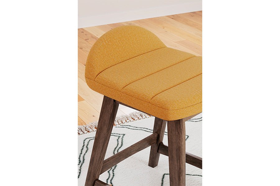 Lynn Mustard Upholstered Counter Stools (Set of 2)