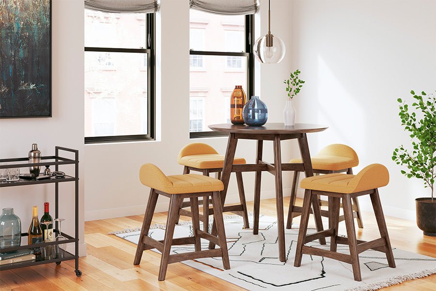 Lynn Mustard Upholstered Counter Stools (Set of 2) -