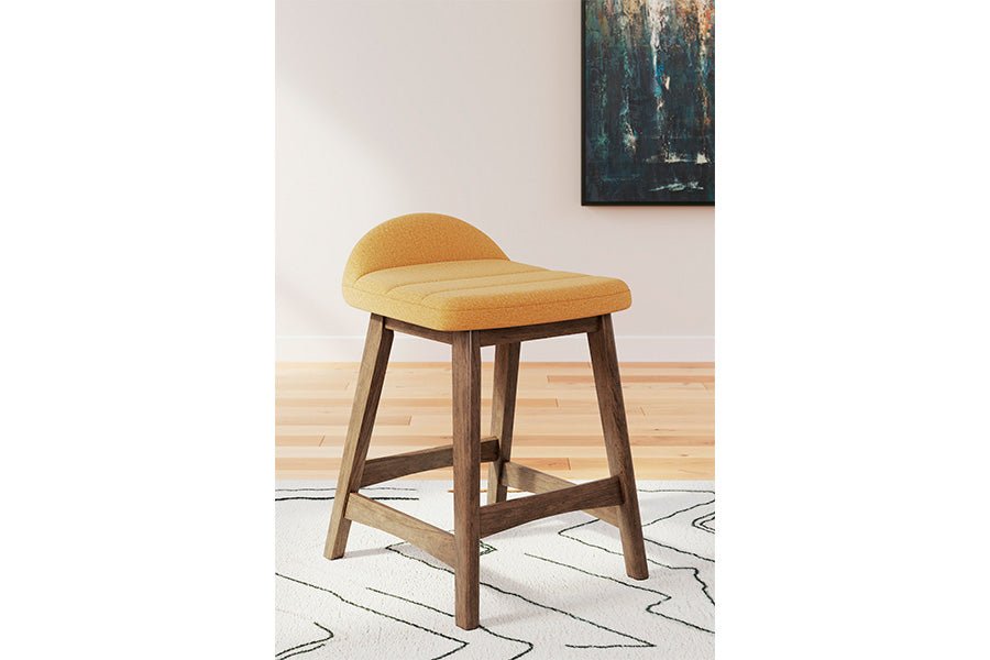 Lynn Mustard Upholstered Counter Stools (Set of 2) -