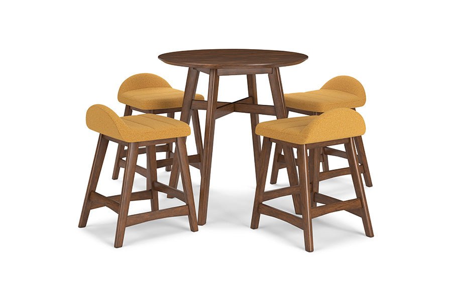 Lynn Mustard Upholstered Counter Stools (Set of 2) -