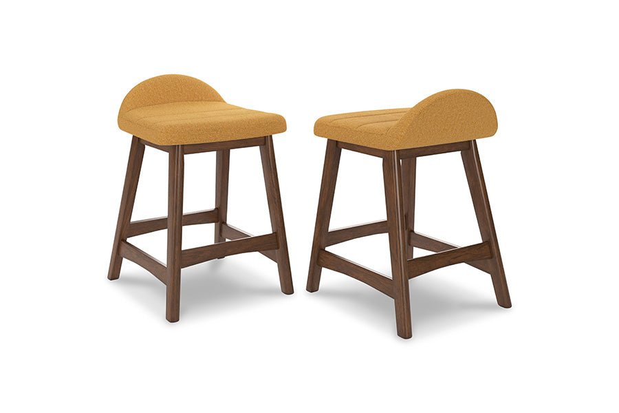 Lynn Mustard Upholstered Counter Stools (Set of 2)