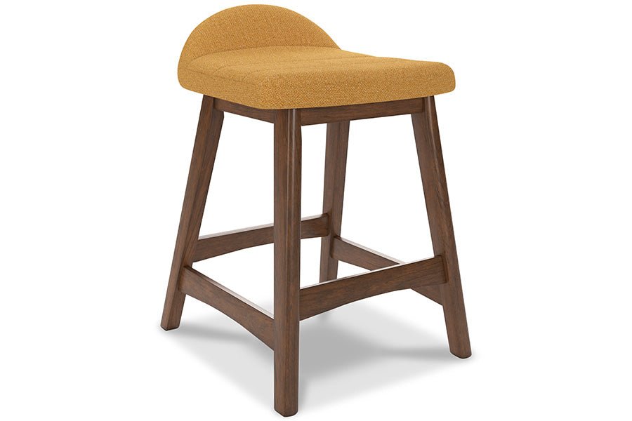 Lynn Mustard Upholstered Counter Stools (Set of 2) -