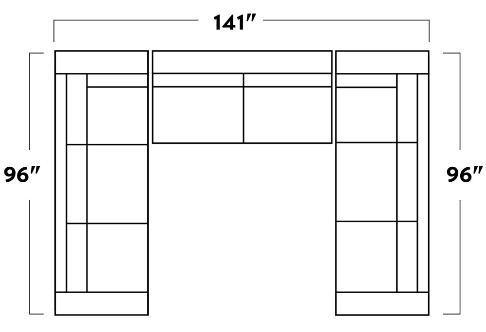 Track 141" Leather Corner Sofa U Sectional -