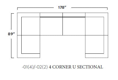 Fluffy 4 Corner U Sectional -