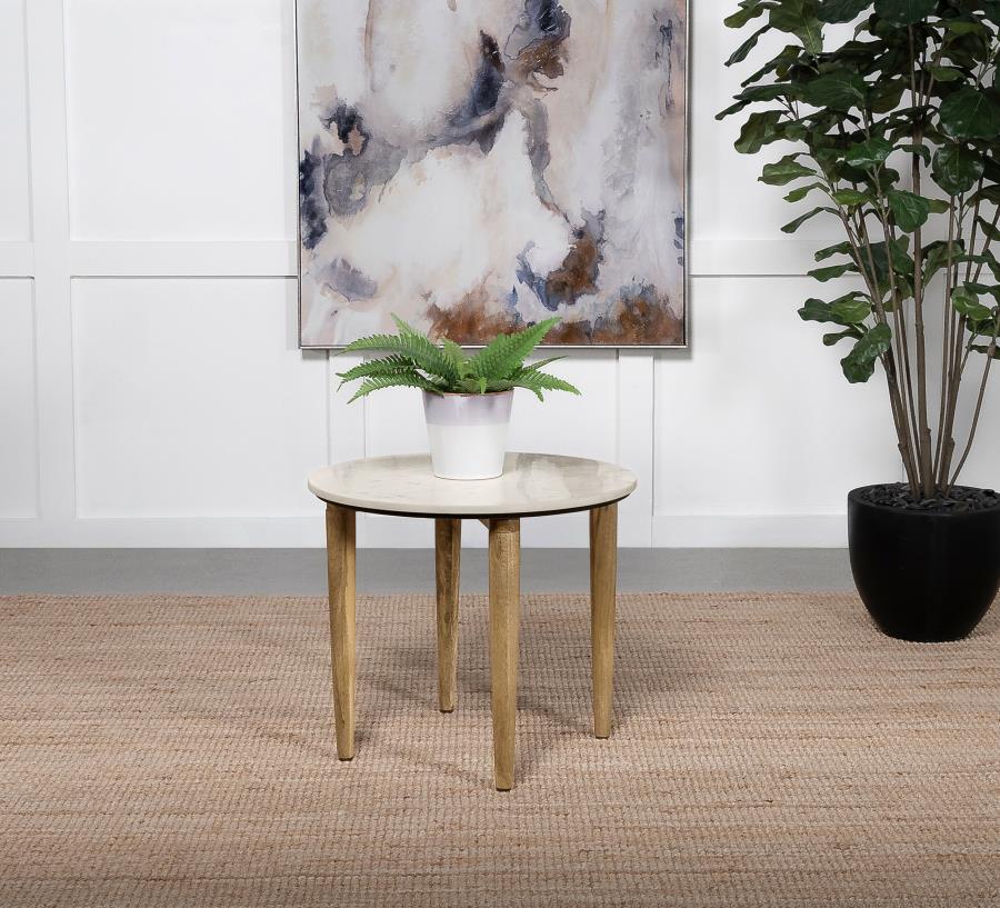 Alden Round Marble End Table -