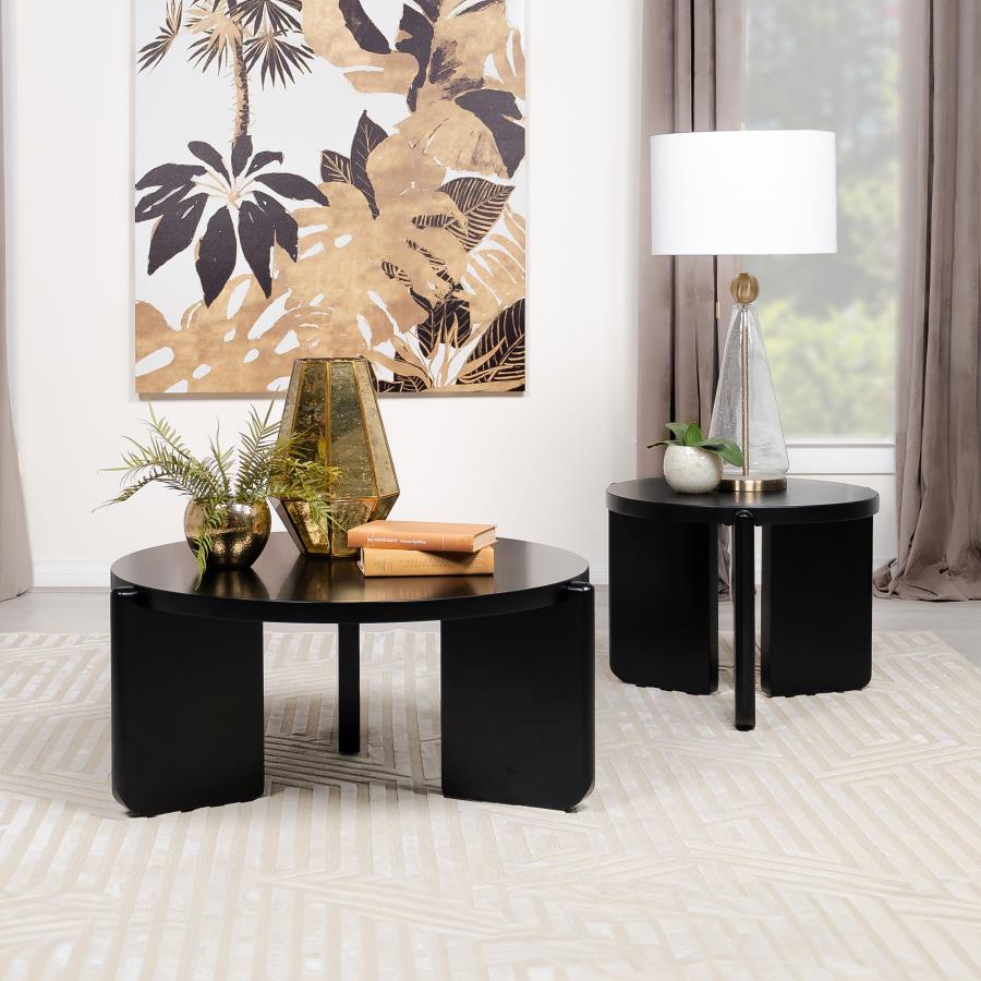 Corey Round Black End Table