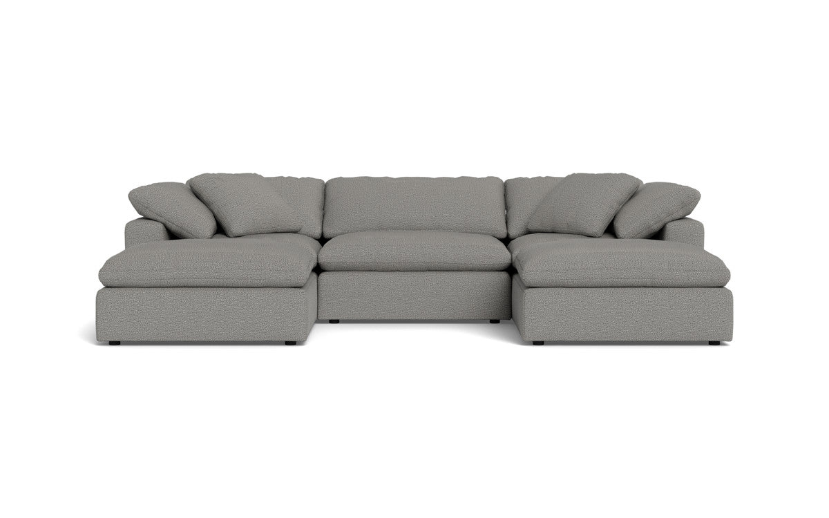 Fluffy 3 Piece Sofa W/Double Ottoman - Alley Pepper