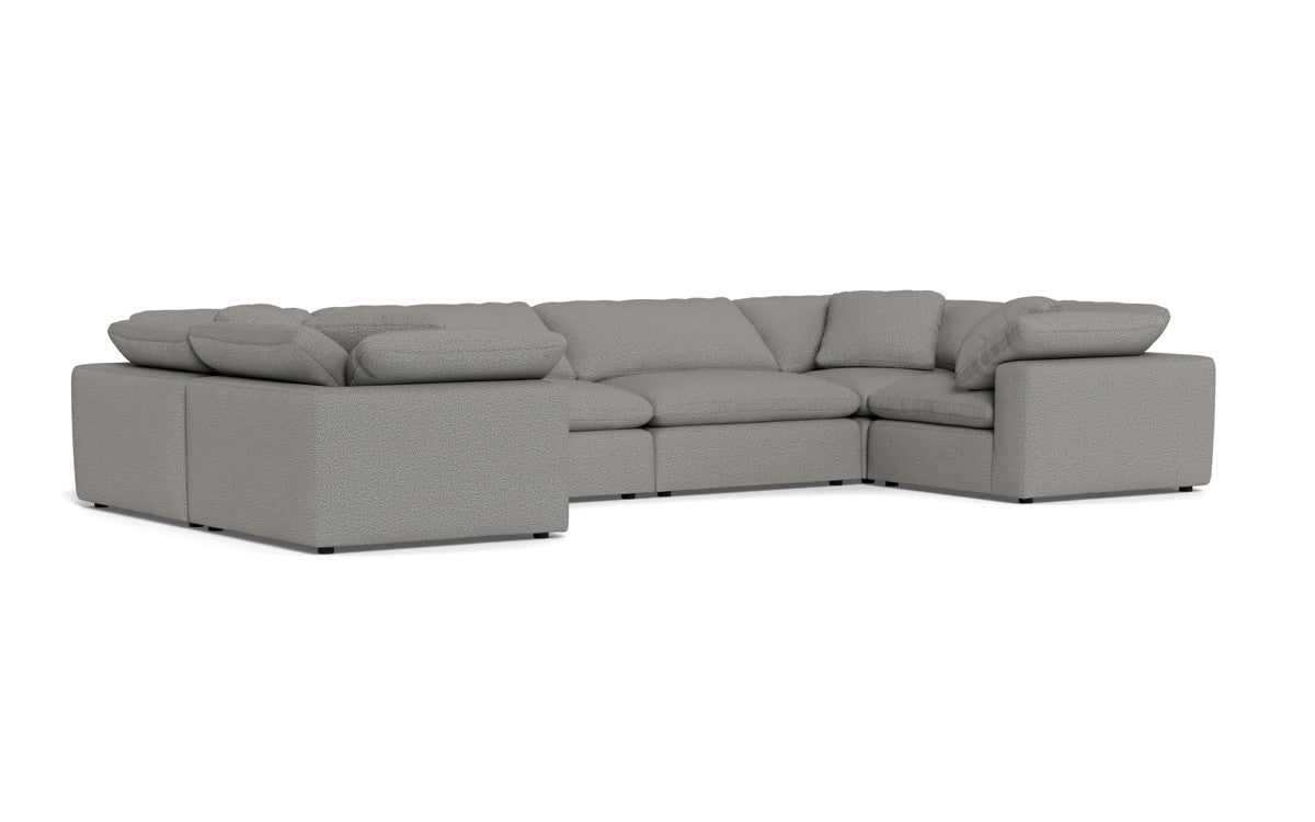 Fluffy 4 Corner U Sectional - Alley Pepper