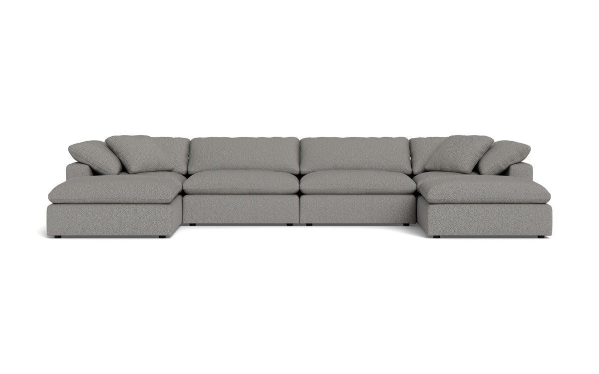 Fluffy 4 Piece Sectional W/Double Otto - Alley Pepper