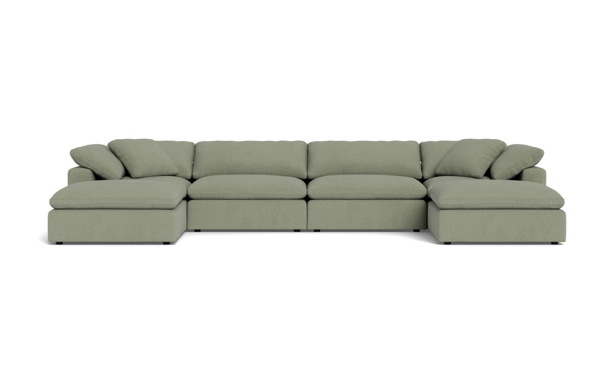 Fluffy 4 Piece Sectional W/Double Otto - Amigo II Sage