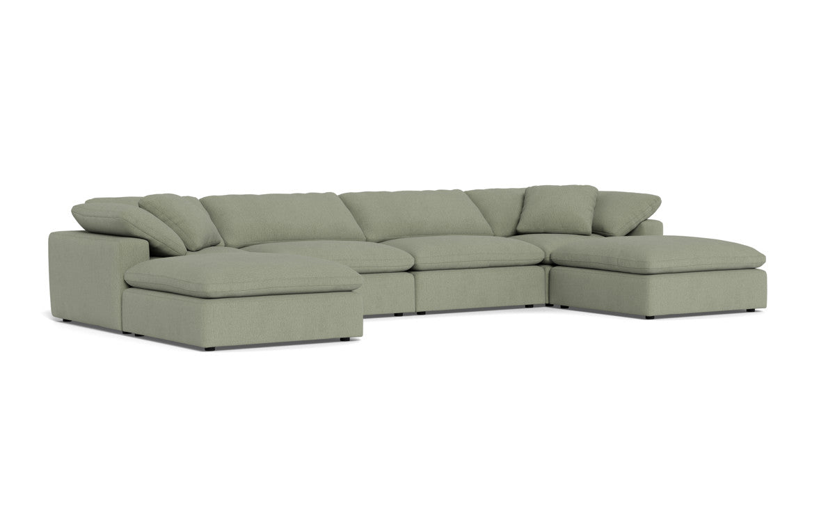 Fluffy 4 Piece Sectional W/Double Otto - Amigo II Sage