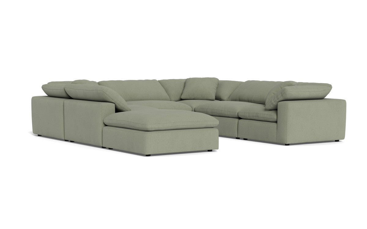 Fluffy 6 Piece Sectional W/Ottoman - Amigo II Sage