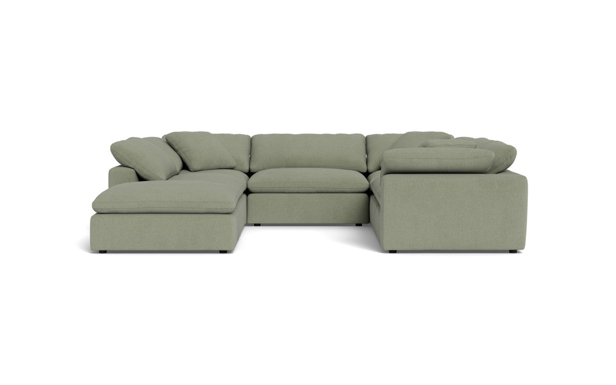 Fluffy 6 Piece Sectional W/Ottoman - Amigo II Sage