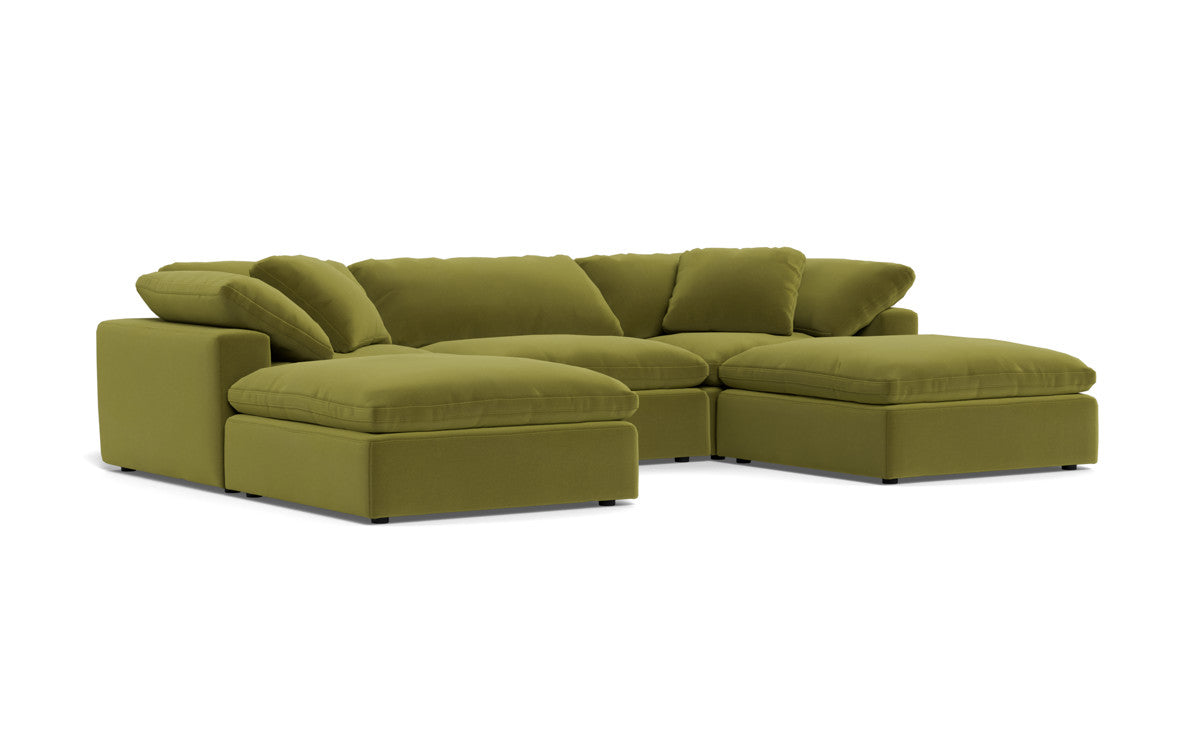 Fluffy 3 Piece Sofa W/Double Ottoman - Dream Apple