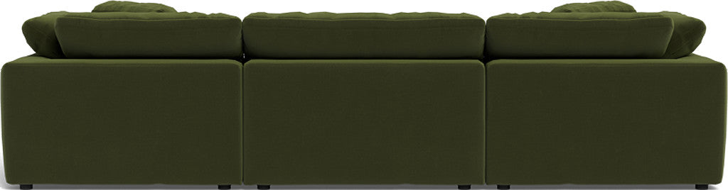 Fluffy 3 Piece Sofa W/Double Ottoman - Dream Olive