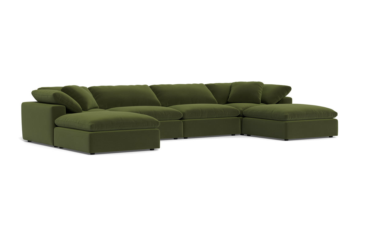 Fluffy 4 Piece Sectional W/Double Otto - Dream Olive