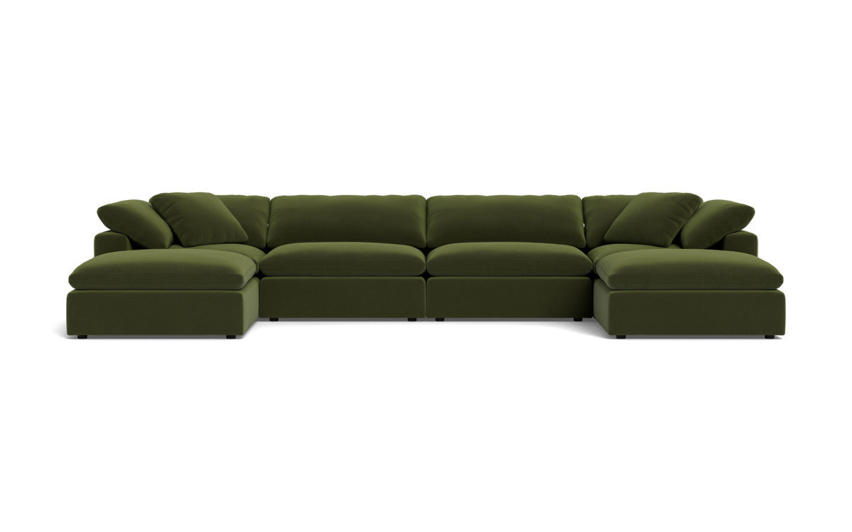 Fluffy 4 Piece Sectional W/Double Otto - Dream Olive