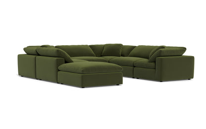 Fluffy 6 Piece Sectional W/Ottoman - Dream Olive