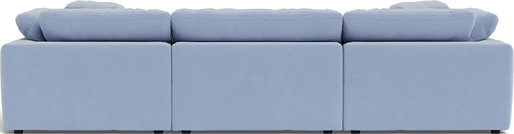 Fluffy 3 Piece Sofa W/Double Ottoman - Dream French Blue