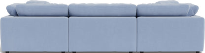 Fluffy 3 Piece Sofa W/Double Ottoman - Dream French Blue