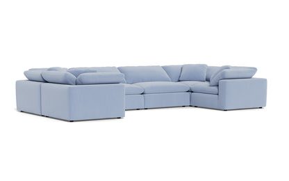 Fluffy 4 Corner U Sectional - Dream French Blue