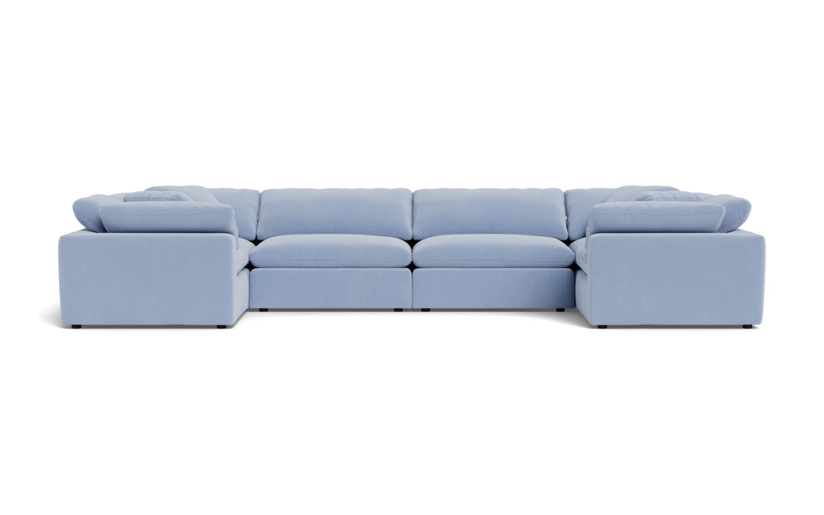 Fluffy 4 Corner U Sectional - Dream French Blue