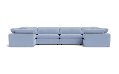 Fluffy 4 Corner U Sectional - Dream French Blue