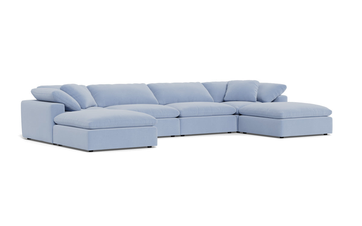 Fluffy 4 Piece Sectional W/Double Otto - Dream French Blue