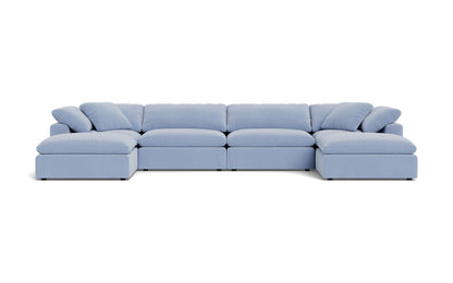 Fluffy 4 Piece Sectional W/Double Otto - Dream French Blue