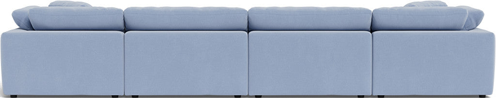 Fluffy 4 Piece Sectional W/Double Otto - Dream French Blue