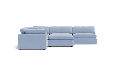 Fluffy 5 Piece Sectional W/Ottoman - Dream French Blue