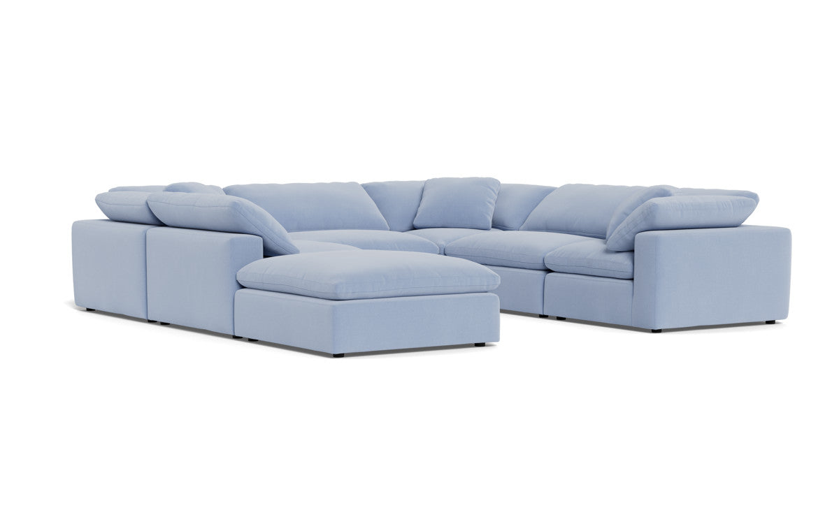 Fluffy 6 Piece Sectional W/Ottoman - Dream French Blue