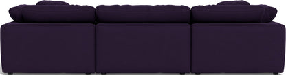 Fluffy 3 Piece Sofa W/Double Ottoman - Superb Amethyst