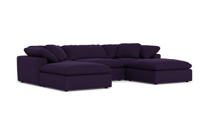 Fluffy 3 Piece Sofa W/Double Ottoman - Superb Amethyst