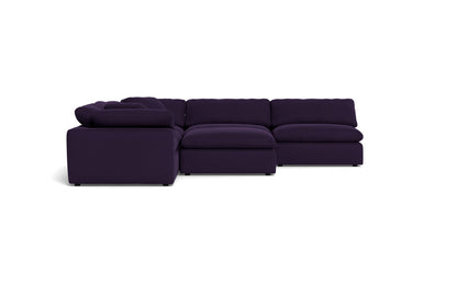 Fluffy 5 Piece Sectional W/Ottoman - Superb Amethyst