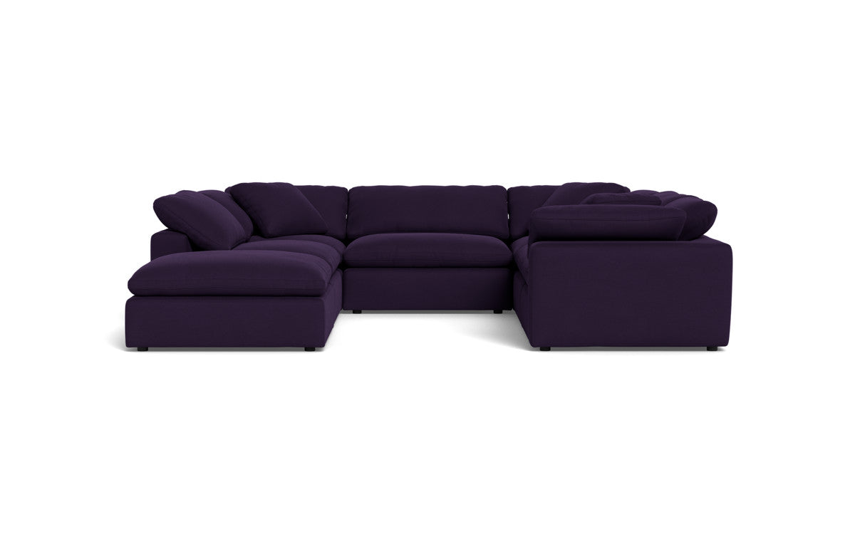 Fluffy 6 Piece Sectional W/Ottoman - Superb Amethyst