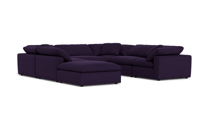 Fluffy 6 Piece Sectional W/Ottoman - Superb Amethyst