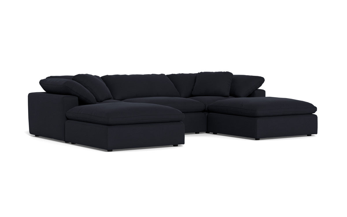 Fluffy 3 Piece Sofa W/Double Ottoman - Dream Onyx