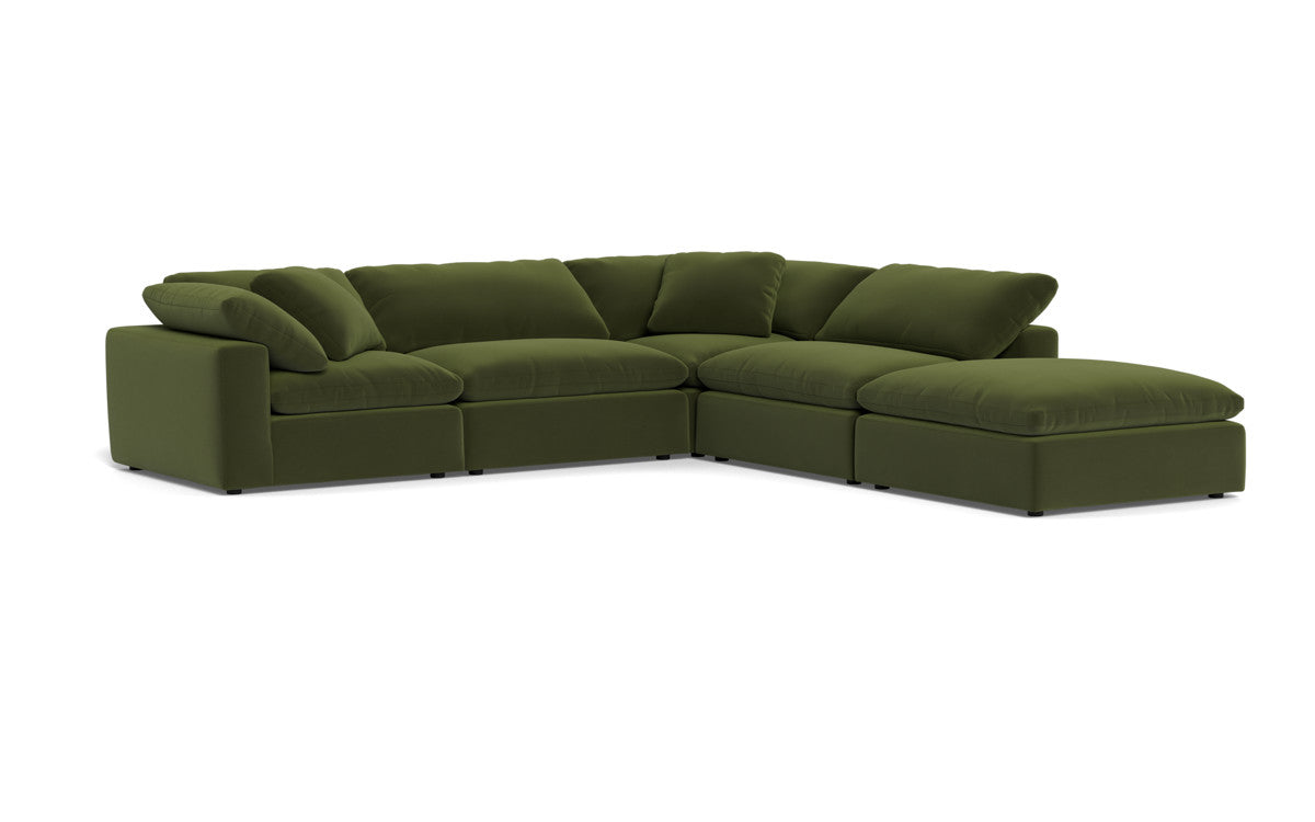 Fluffy 4 Piece Sectional w/Otto - Dream Olive