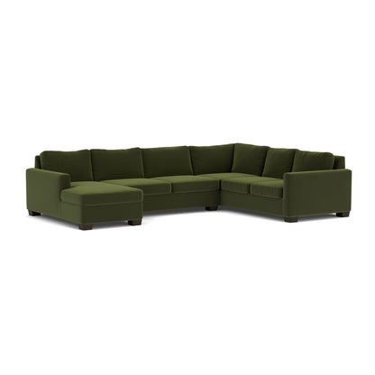 Track 141" Corner Sectionals W. Full Sleeper & Left Chaise - Dream Olive