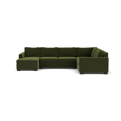 Track 141" Corner Sectionals W. Full Sleeper & Left Chaise - Dream Olive