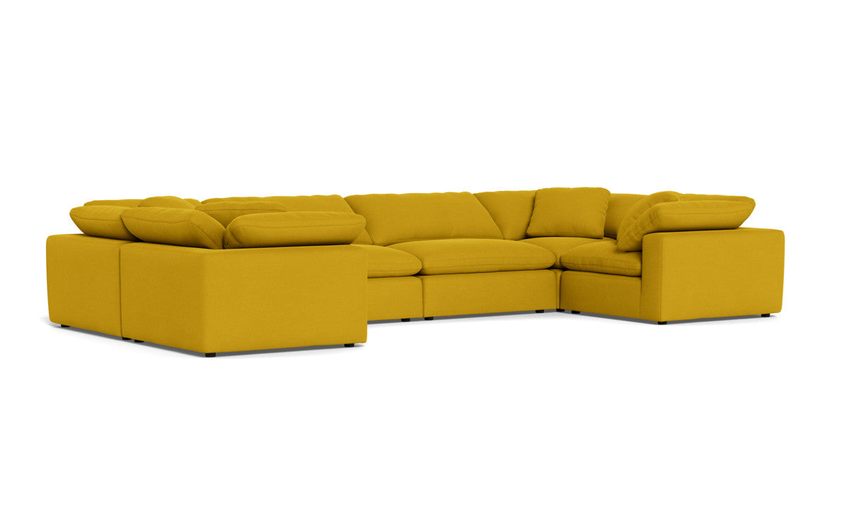 Fluffy 4 Corner U Sectional - Sorrento Sunflower