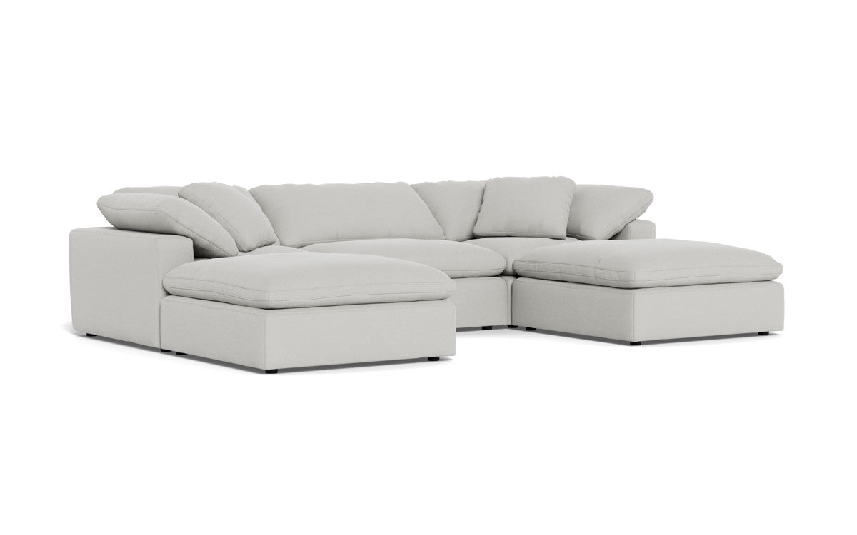 Fluffy 3 Piece Sofa W/Double Ottoman - Dream Dove