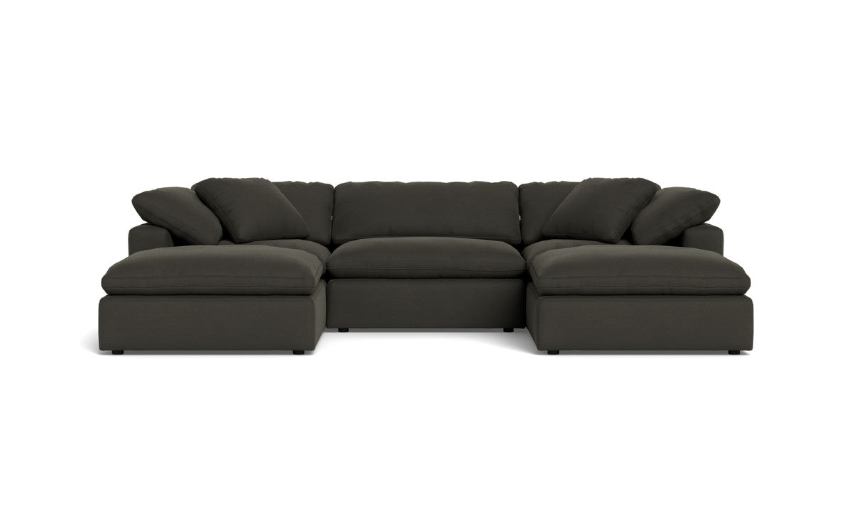 Fluffy 3 Piece Sofa W/Double Ottoman - Dream Chocolate