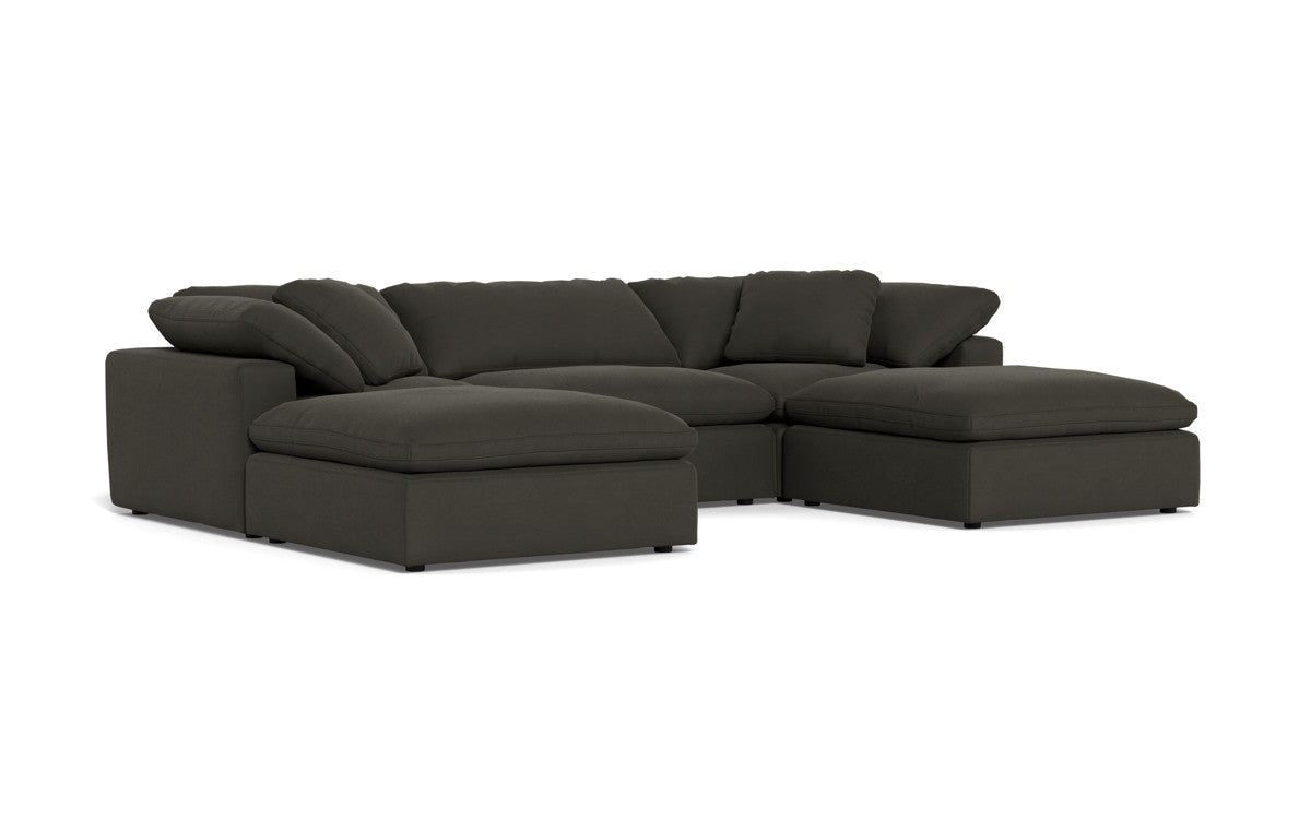 Fluffy 3 Piece Sofa W/Double Ottoman - Dream Chocolate