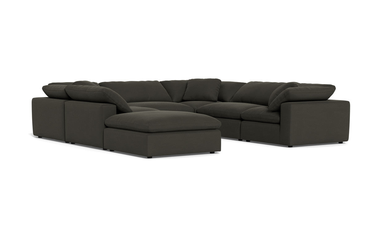 Fluffy 6 Piece Sectional W/Ottoman - Dream Chocolate