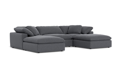 Fluffy 3 Piece Sofa W/Double Ottoman - Bennett Charcoal